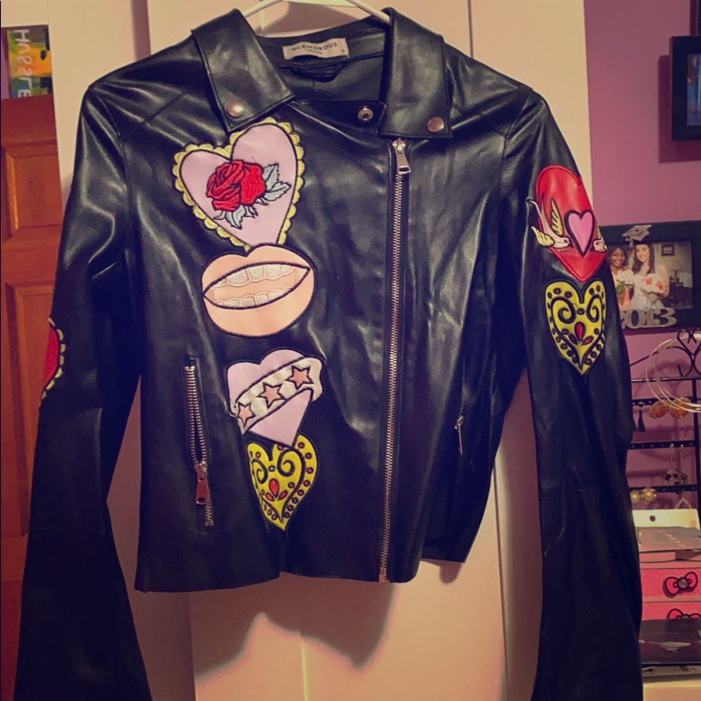Graphic Leather Jacket - image 1